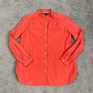 Lands End Women’s Medium Orange Casual Button Down Shirt Top